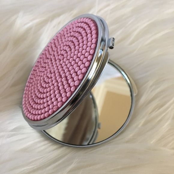 Compact mirror crystal pink purse metal double - Picture 3 of 8